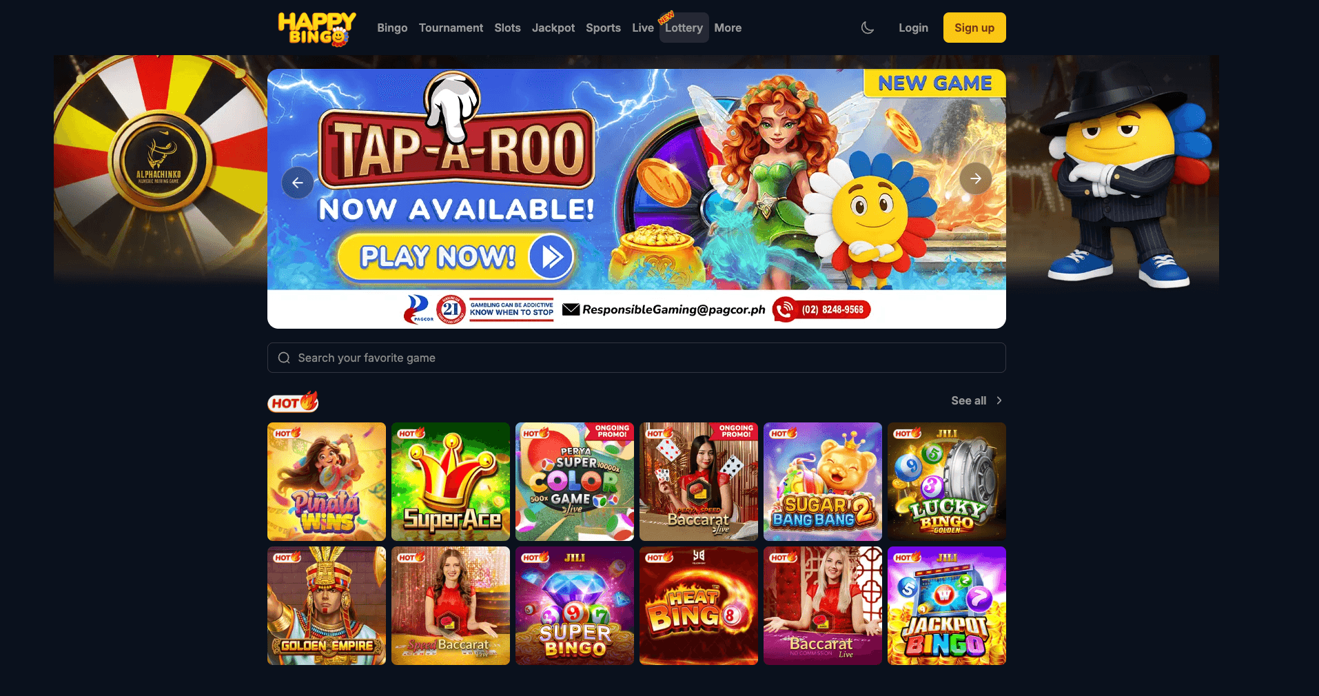 HappyBingo Portal interface