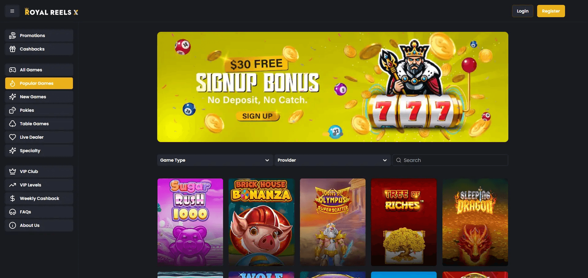 Royalreels Portal interface